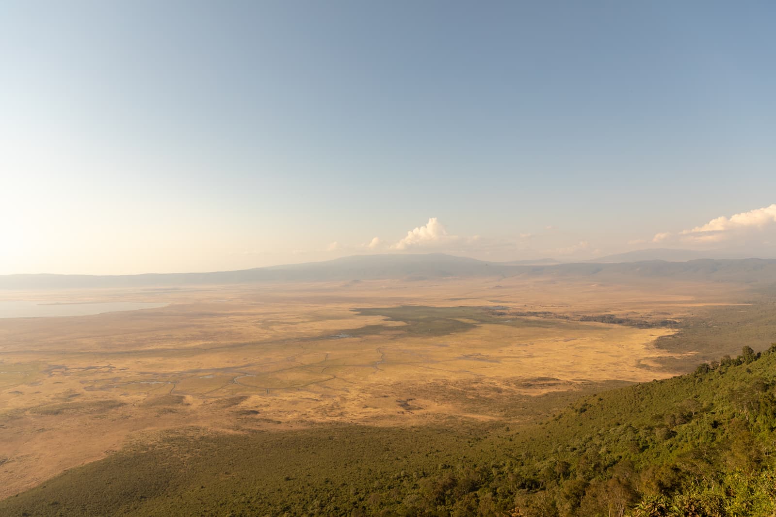 View from the rim across the floor of the Ngorongoro Crater