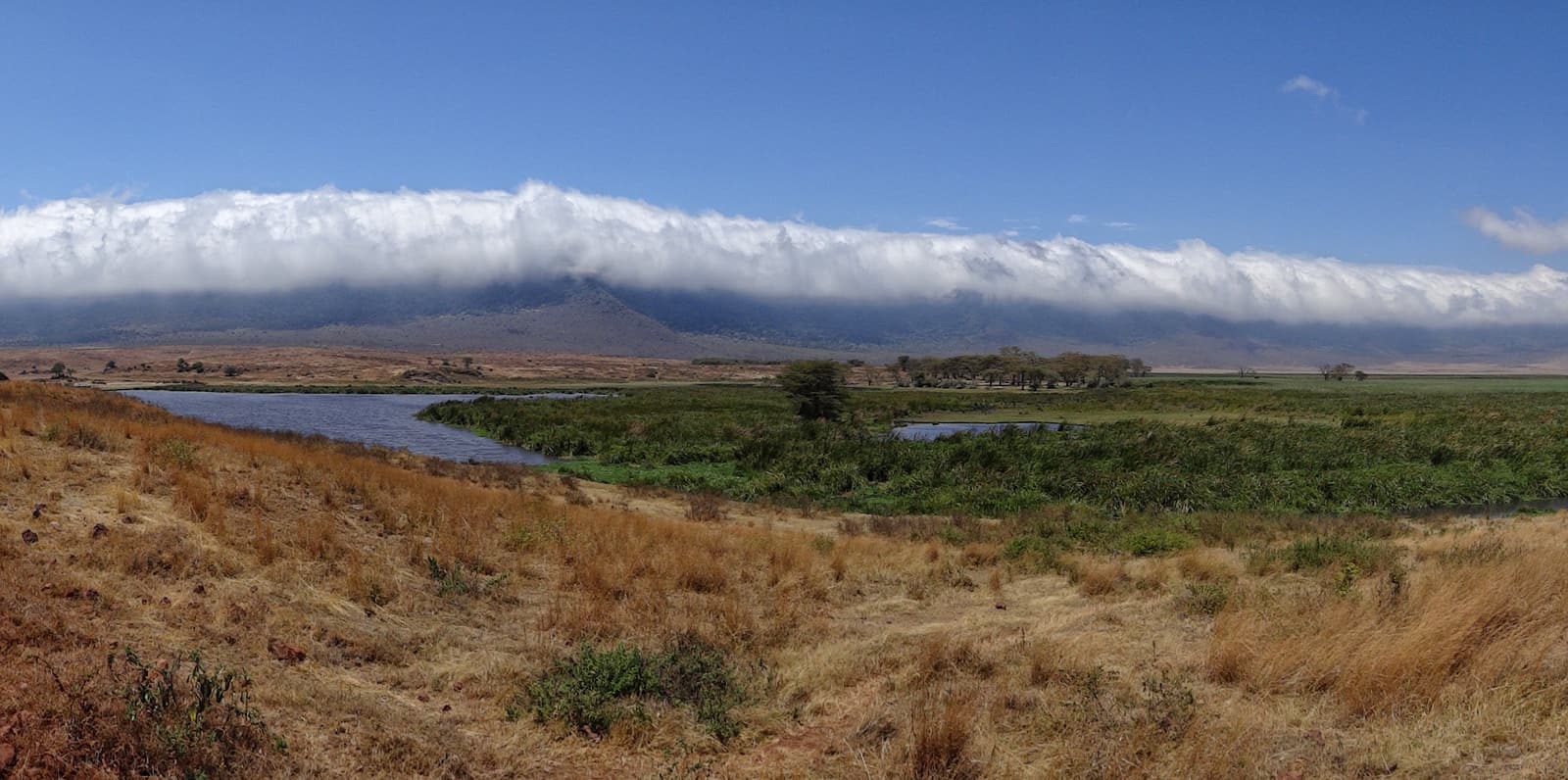 Cloud spilling over the rim of the Ngorongoro Crater